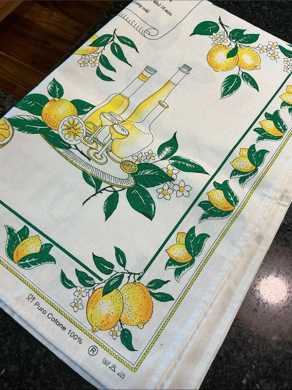 NWOT Lemon Tea Towel Italy Cotton LIMONCELLO MonveniR 22” X 34” Vintage Italian